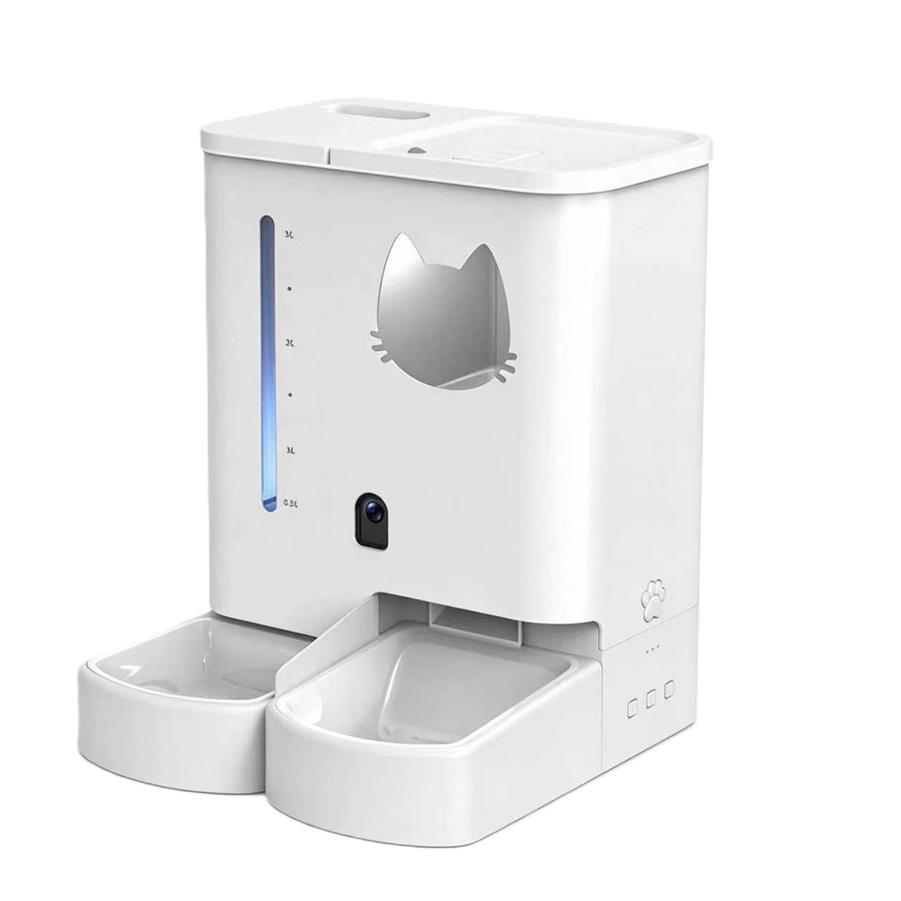 Hanfay 2 in 1 pet feeder and water fountain with camera