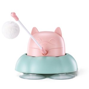 Hanfay ETY02 rotating cat teaser toy with feather wand