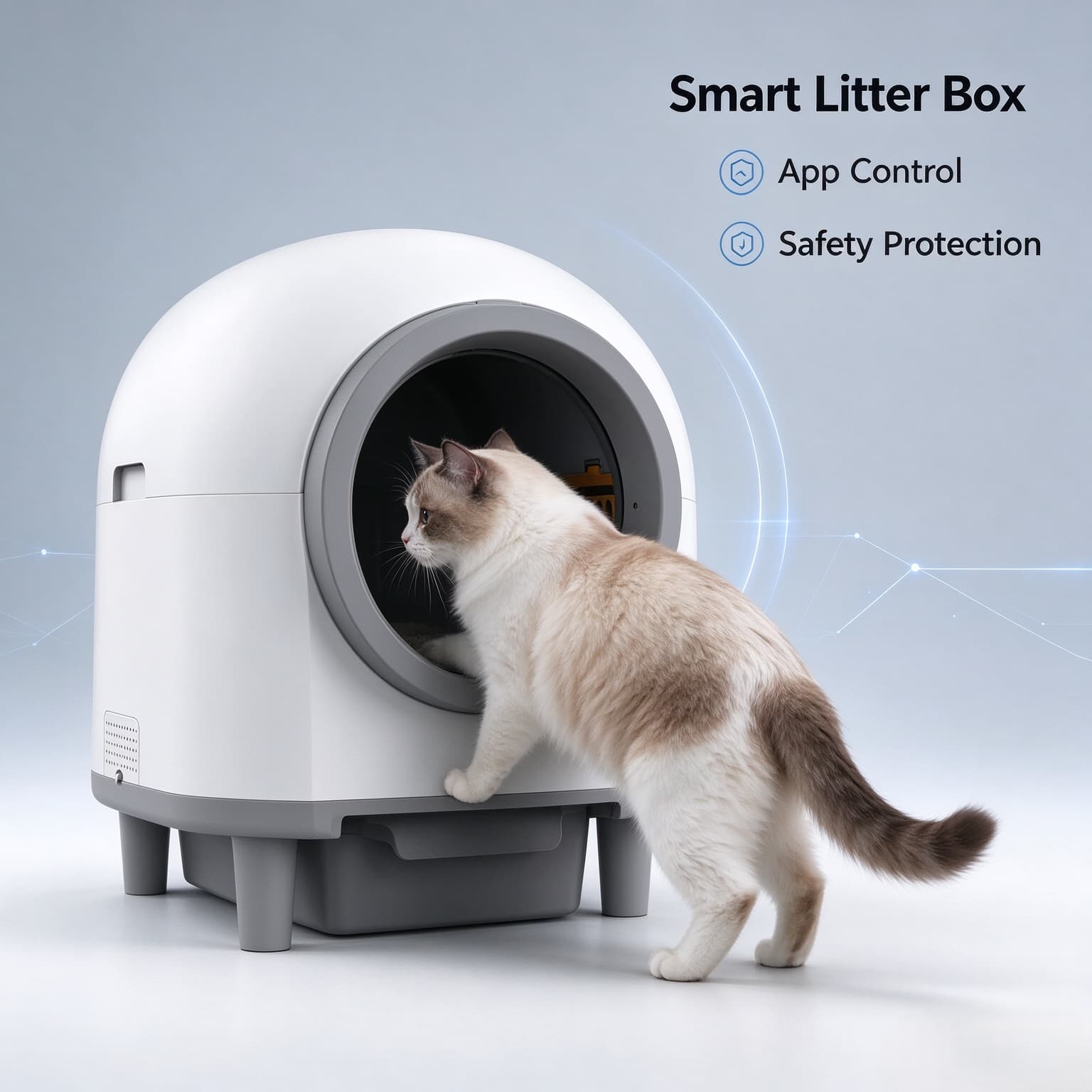 Hanfay SY-L2 80L Self Cleaning Litter Box with UV Odor Control & App | Wholesale & OEM - Image 3