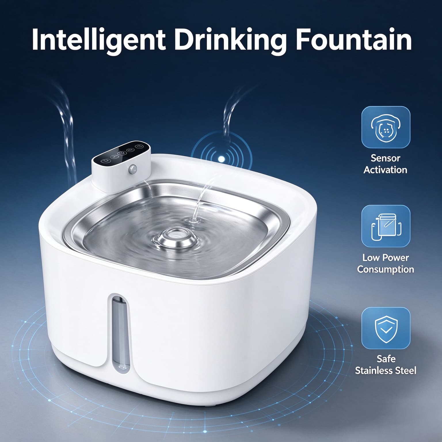 Hanfay HF-01W 3.2L Cordless Smart Pet Water Fountain (4000mAh Battery / Dual Power) - Image 3