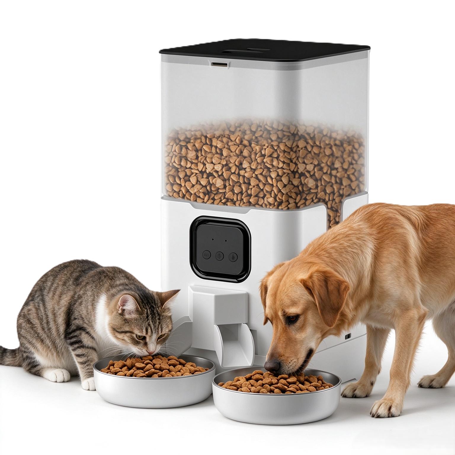 automatic cat feeder with stainless steel bowl