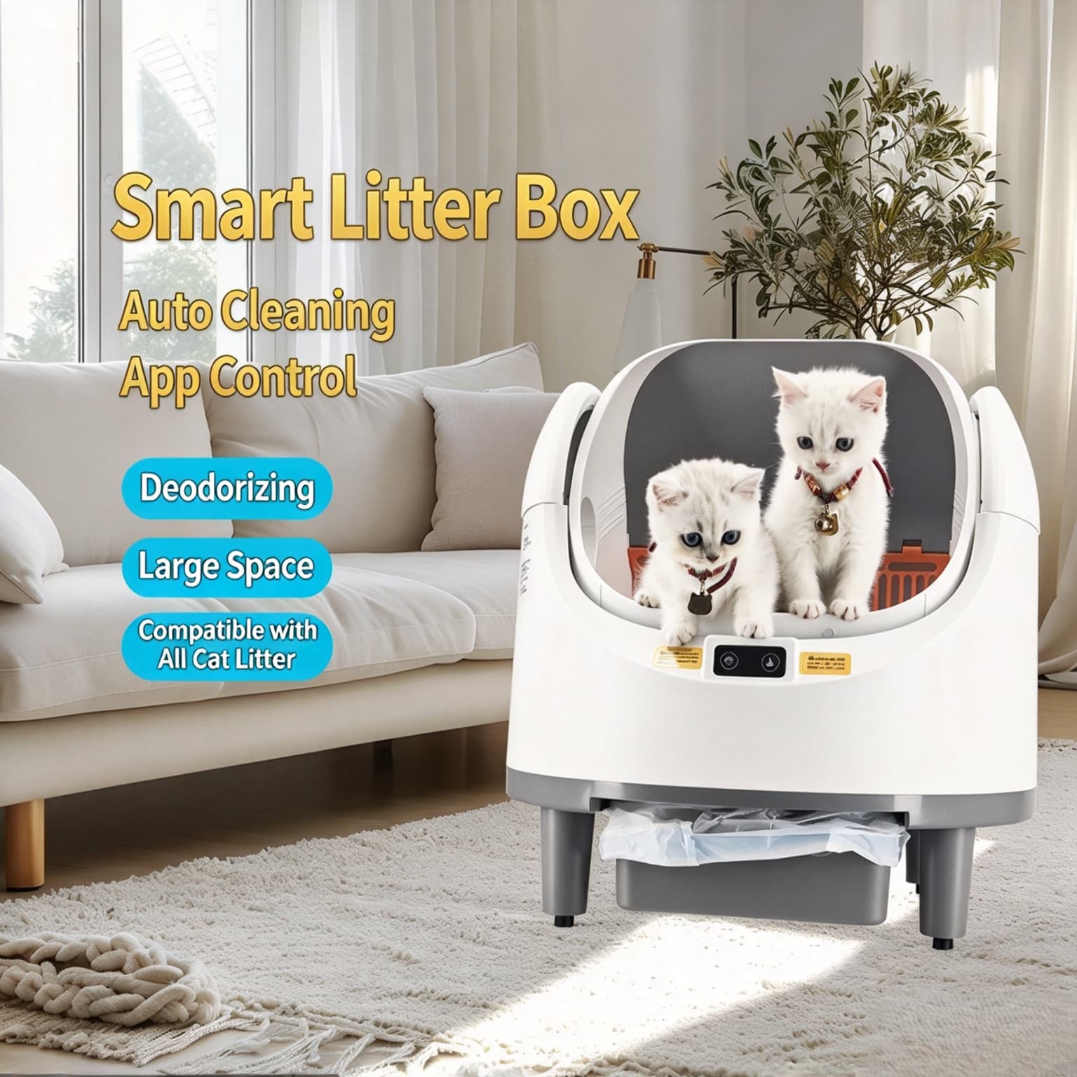 Hanfay SY-L1 Open Top Automatic Cat Litter Box with App & UV Odor Control | Wholesale & OEM - Image 2