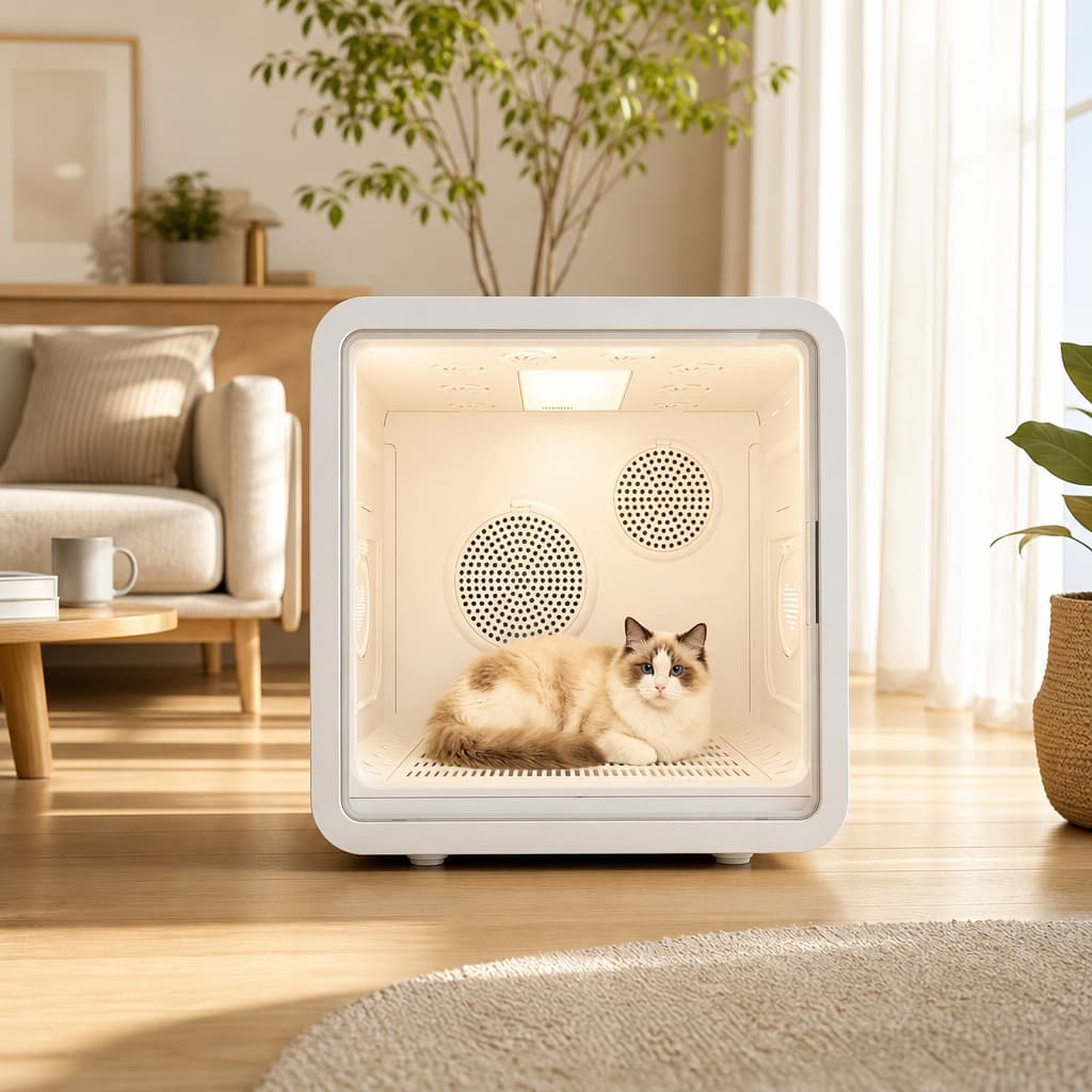 Hanfay SY-D2 82L smart pet dryer box in modern cozy living room