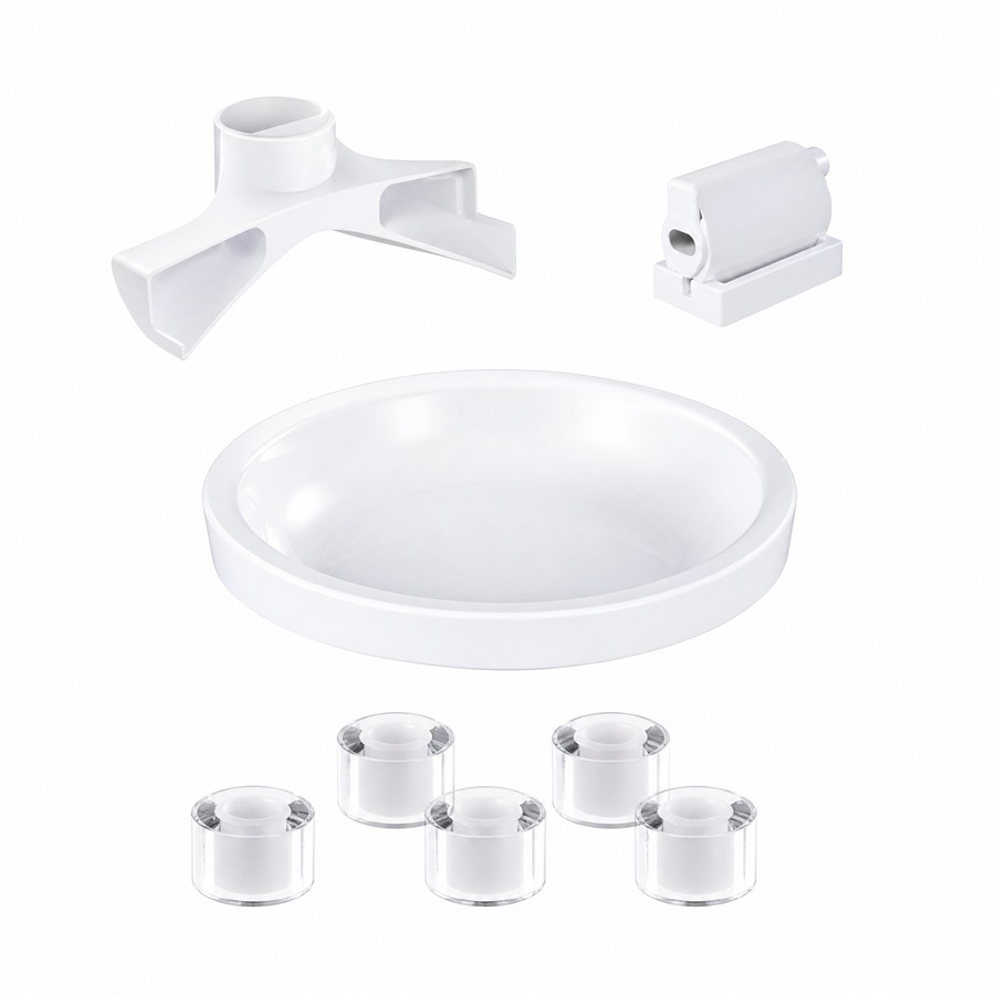 Hanfay dual bowl pet feeder attachment kit with splitter connector and elevated riser feet