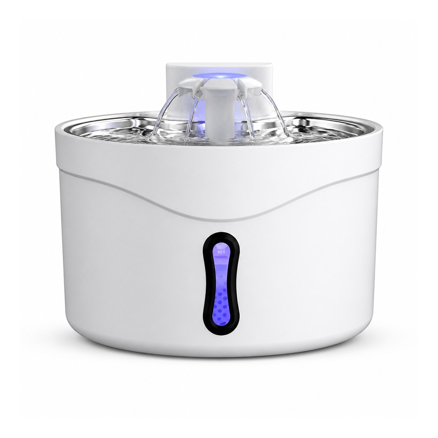 Hanfay HF-02W 2.6L cordless pet water fountain with 4000mAh battery and SUS304 stainless steel tray