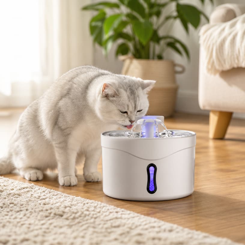 Hanfay HF-02W 2.6L Cordless Smart Pet Water Fountain (4000mAh Battery / SUS304 Stainless) - Image 4